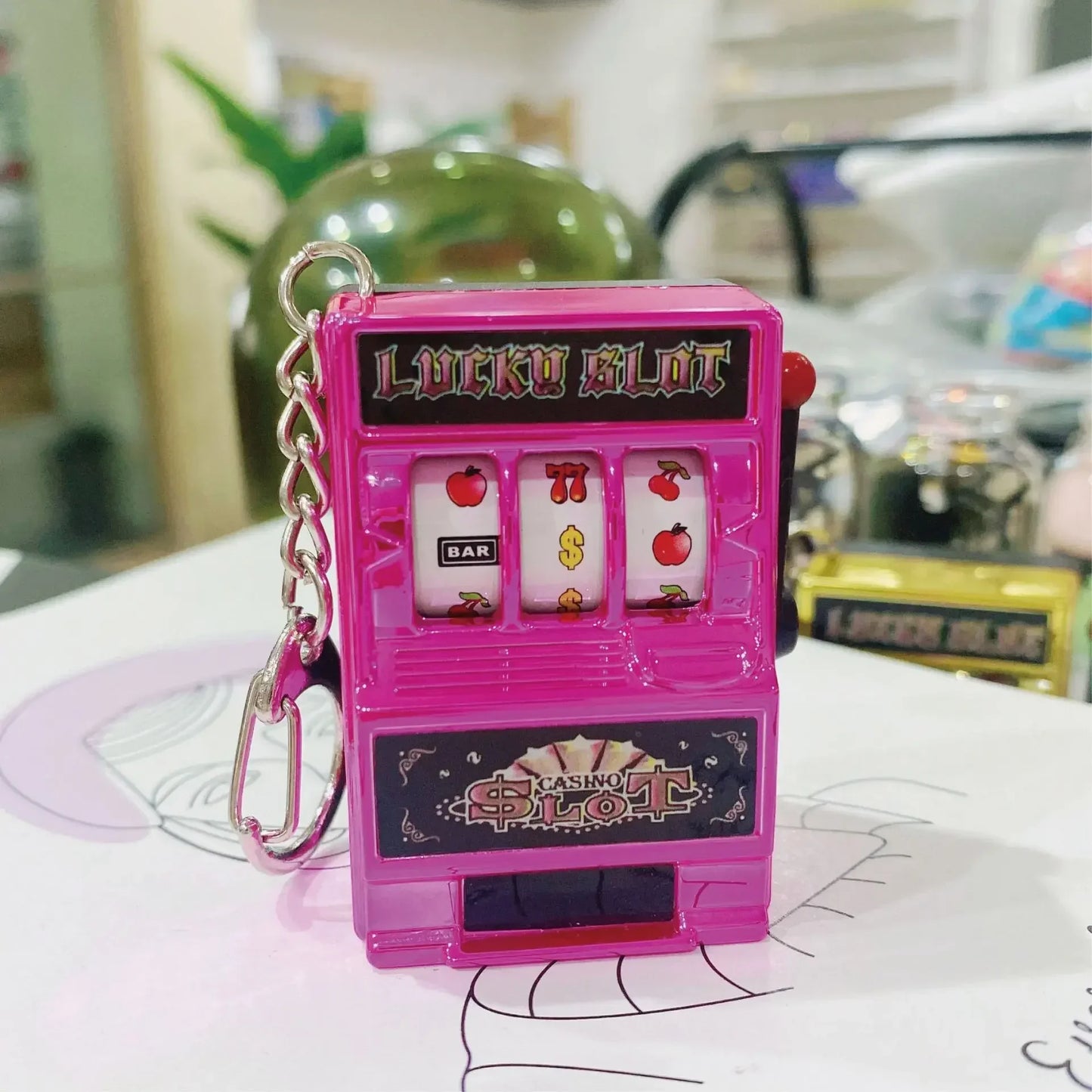Lucky Mini Slot Machine Key Chain